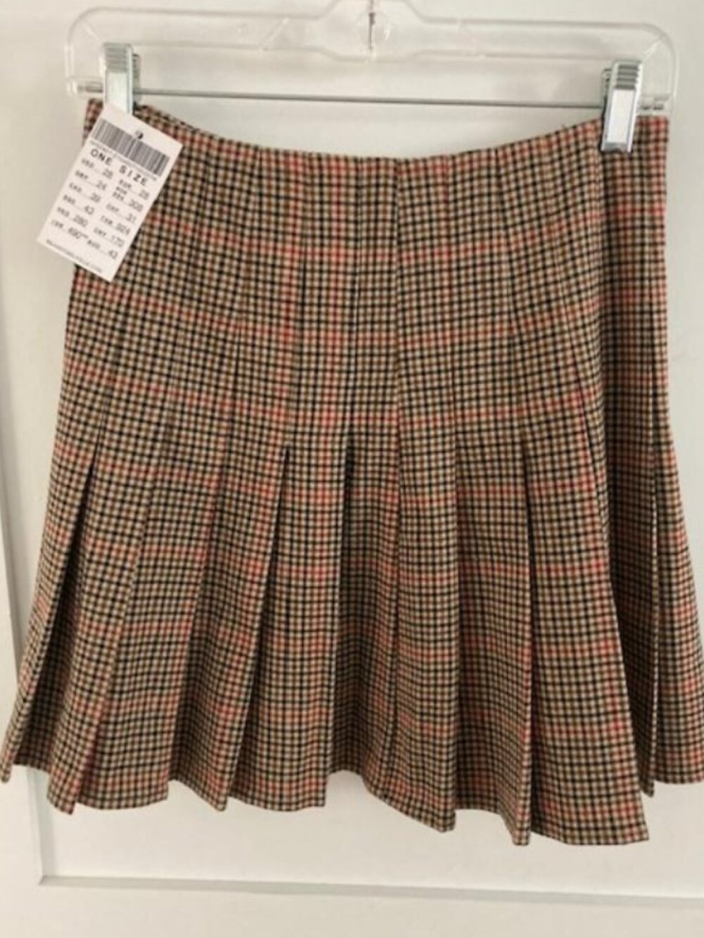 Brandy Melville Houndstooth Stretchy Pleated Cotton Skirt - NWT